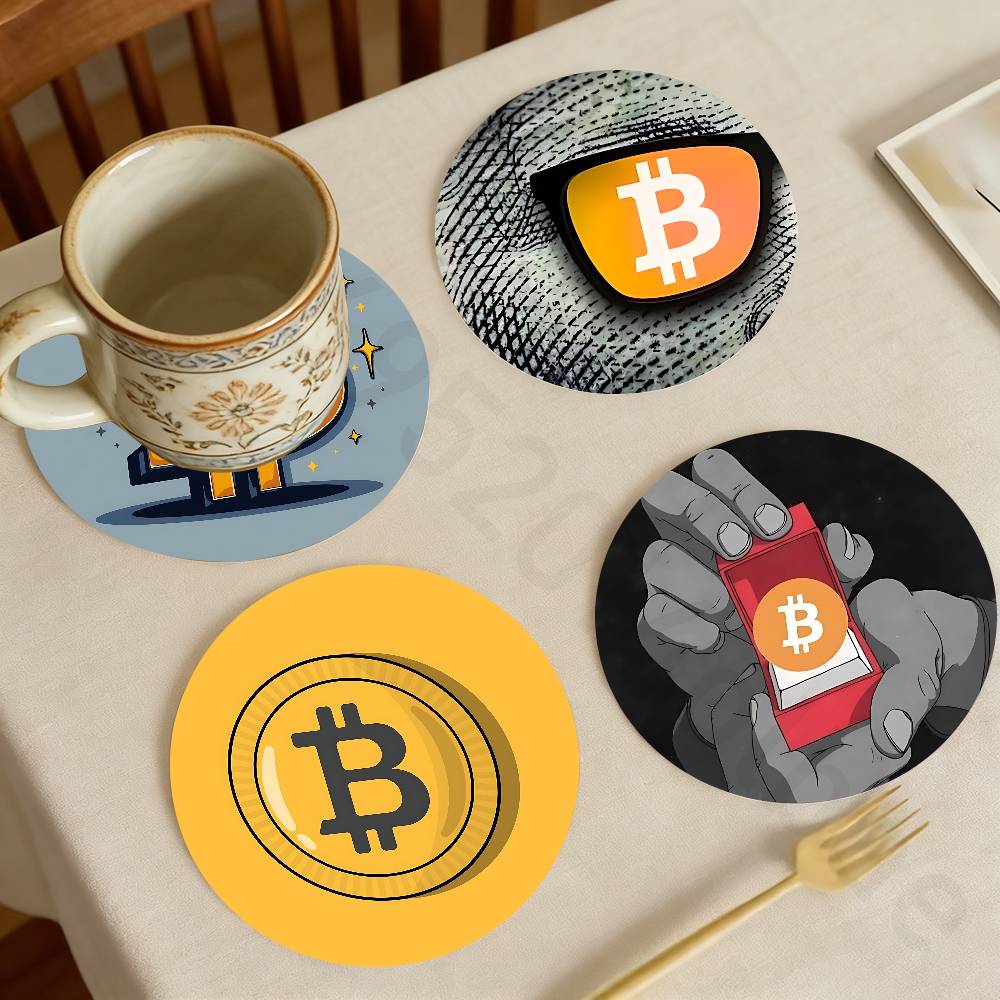 Bar Mat Rubber - 비트코인 암호화폐 Btc 나무 컵 받침대