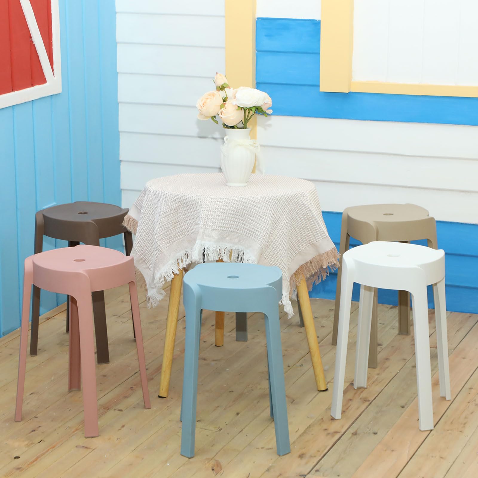 1/6팩 플라스틱 스태킹 스툴 18인치 휴대용 네스팅  - Home Bar Seating 리뷰 및 가격