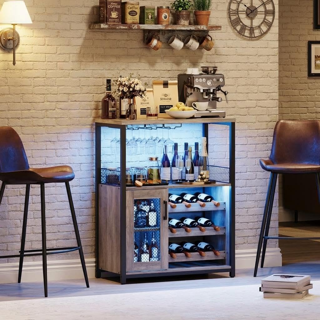 3단 와인 바 캐비닛 LED 조명 조절 가능한 수납 공 - Home Bar And Cabinet 리뷰 및 가격