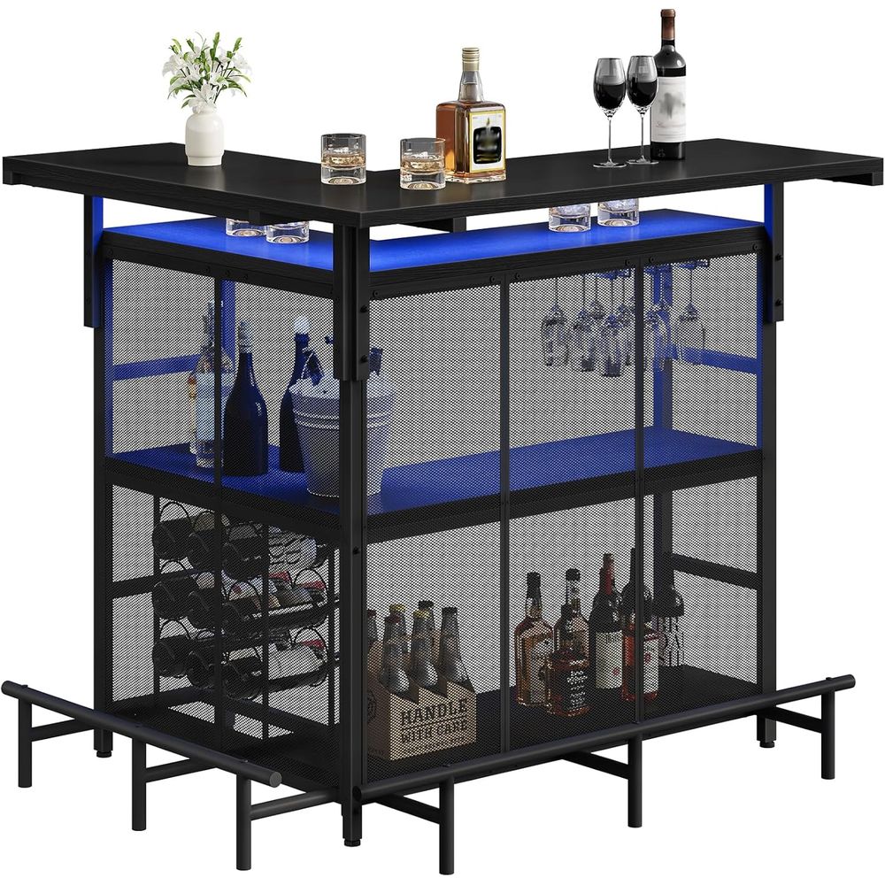 홈 바 유닛, L자형 바 테이블(잔 홀더 포함), 4단 - Home Bar And Cabinet 리뷰 및 가격