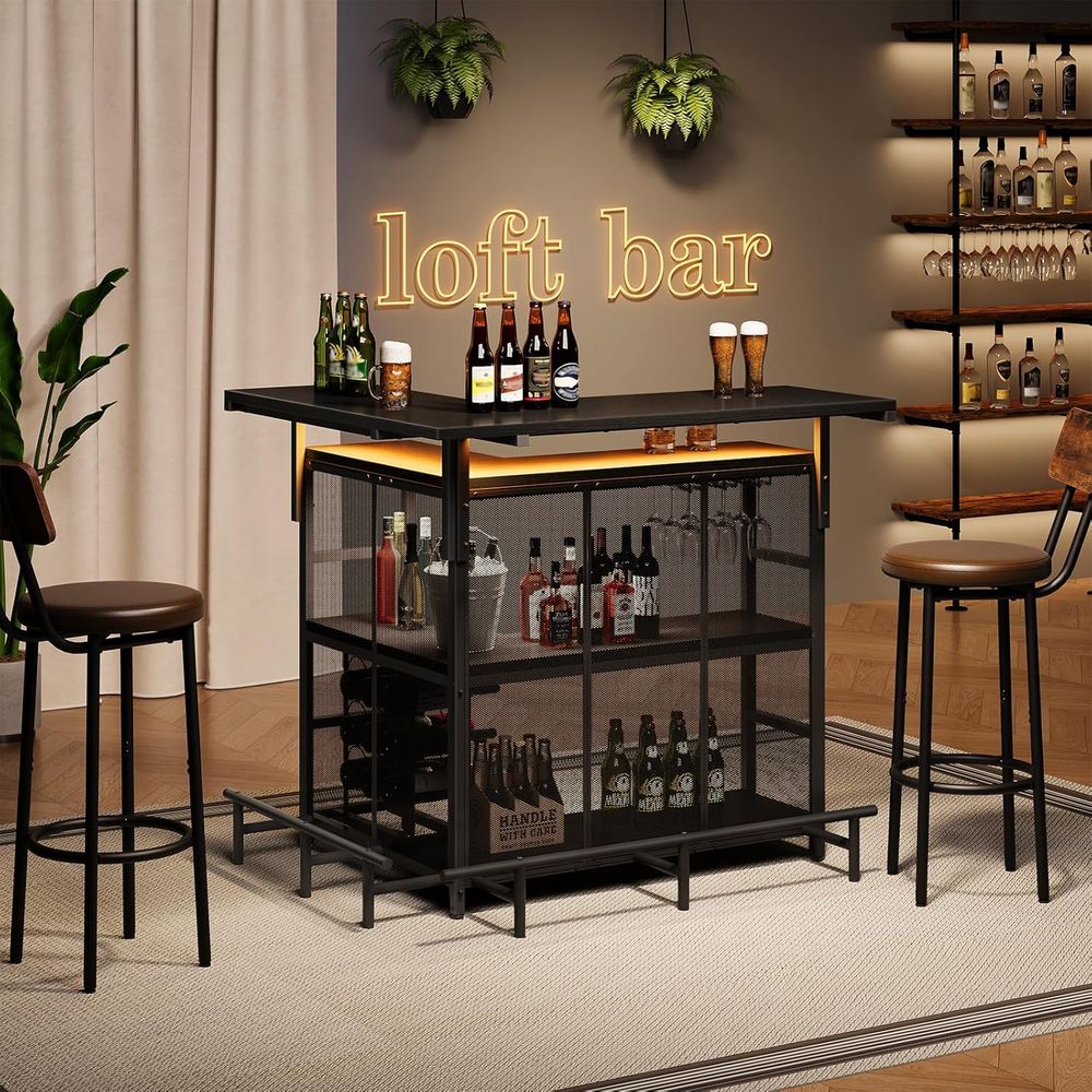홈 바 유닛, L자형 바 테이블(잔 홀더 포함), 4단 - Home Bar And Cabinet 리뷰 및 가격