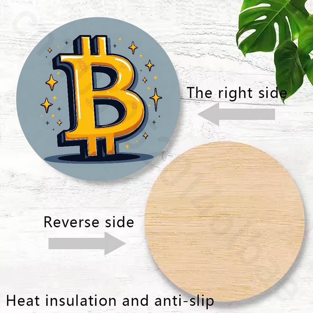비트코인 암호화폐 Btc 나무 컵 받침대 차 커피 음료 - Bar Mat Rubber 리뷰 및 가격