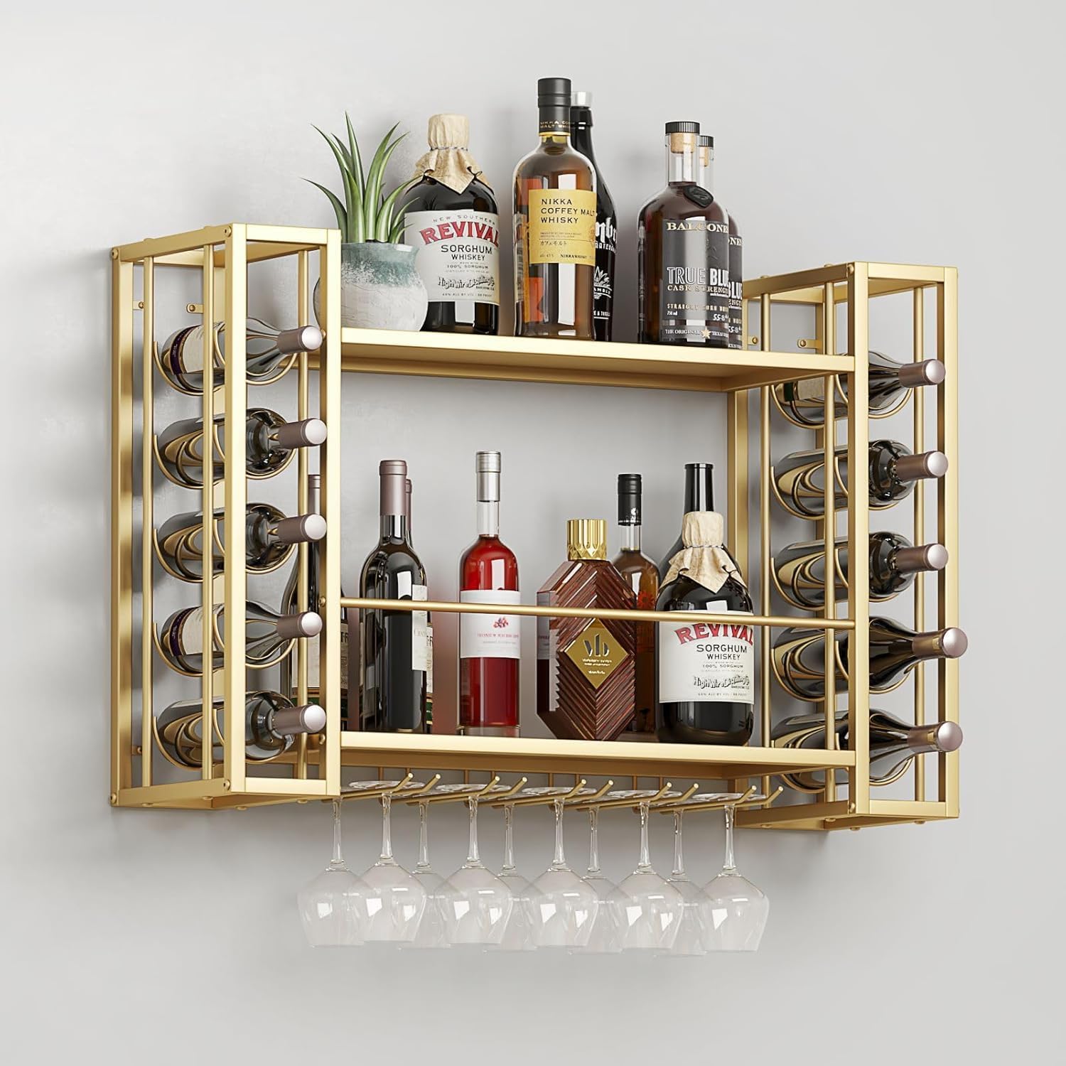 벽걸이형 와인랙, 와인잔걸이가 있는 벽걸이형 와인랙,  - Home Bar Shelf 리뷰 및 가격